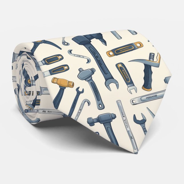 cooles Werkzeugmuster gekachelt Krawatte (Gerollt)