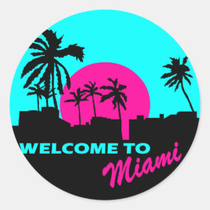 Cooles Willkommen im Miami Design Runder Aufkleber