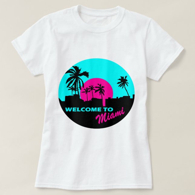 Cooles Willkommen zu Miami-Entwurf T-Shirt (Design vorne)