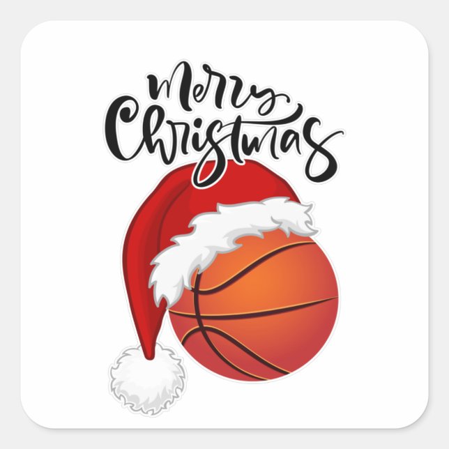 Cooles Xmas Basketball Fandesign Frohe Weihnachten Quadratischer Aufkleber (Vorderseite)