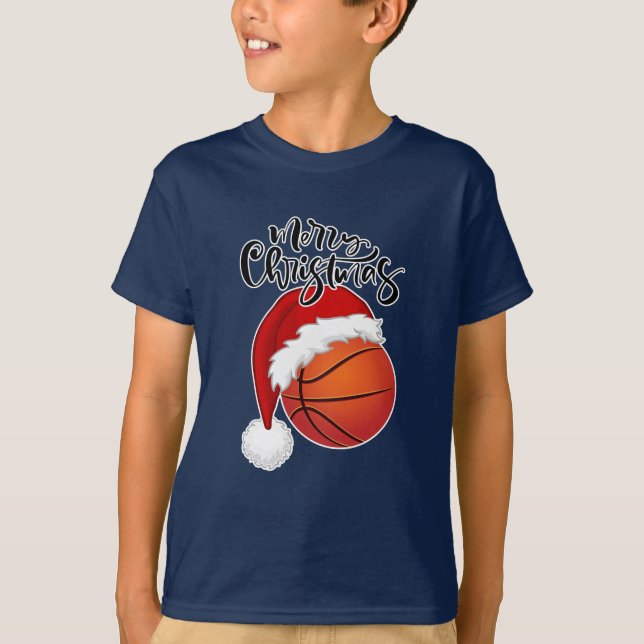Cooles Xmas Basketball Fandesign Frohe Weihnachten T-Shirt (Vorderseite)