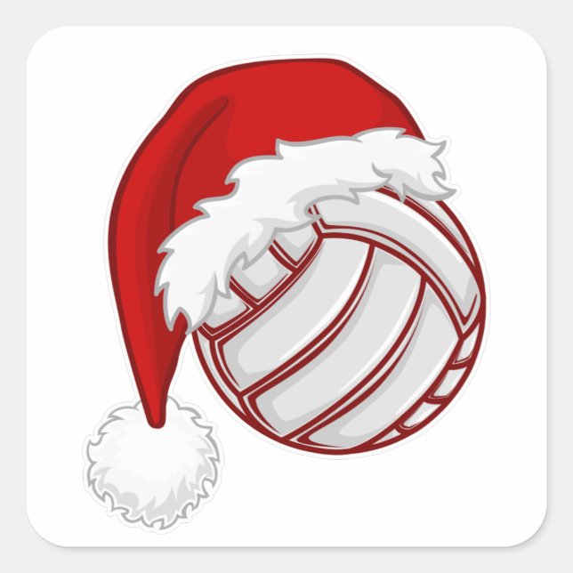 Cooles Xmas Volleyball Fandesign Frohe Weihnachten Quadratischer Aufkleber (Vorderseite)
