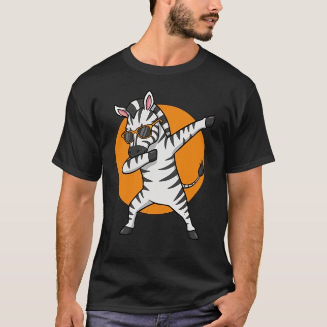 Cooles Zebra-Dabbing mit Sonnenbrille T-Shirt (Vorderseite)