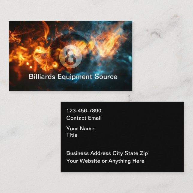 Coolest 8 Ball Billiards Business Cards Visitenkarte (Vorne/Hinten)
