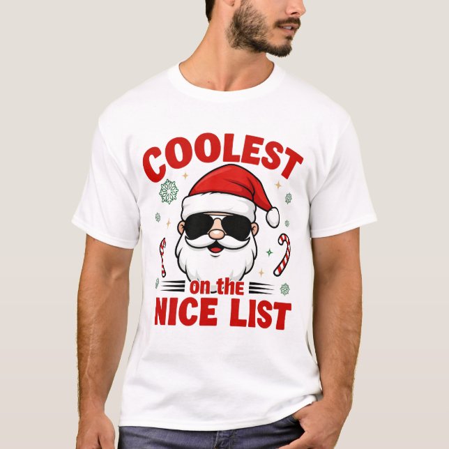 Coolest Grandpa on the Nice List | Modern Holiday  T-Shirt (Vorderseite)