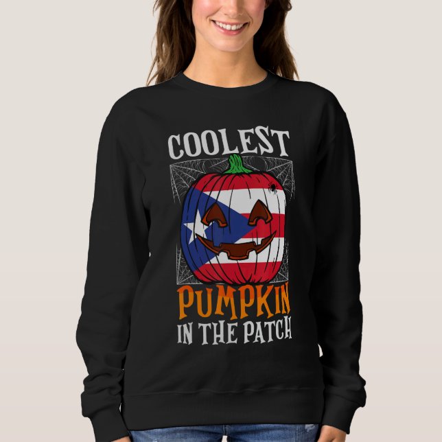 Coolest Pumpkin In The Patch Boricua Flag Jack Ou2 Sweatshirt (Vorderseite)