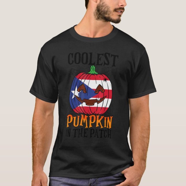 Coolest Pumpkin In The Patch Boricua Flag Jack Ou2 T-Shirt (Vorderseite)