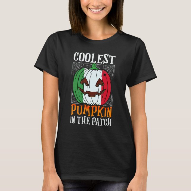 Coolest Pumpkin In The Patch Italian Flag Jack Ou2 T-Shirt (Vorderseite)