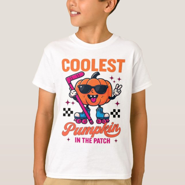 Coolest Pumpkin In The Patch – Roller Hockey Fun D T-Shirt (Vorderseite)