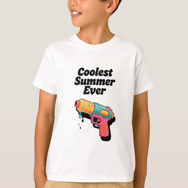 Coolest Summer Ever - Retro Neon Water Gun Sarcasm T-Shirt (Vorderseite)