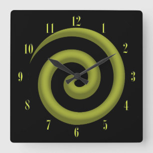 Coolest Yellow and Black Spiral Wall Clock Quadratische Wanduhr