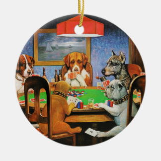 Coolidge Classic Vintage Dog Poker Game Art Keramik Ornament
