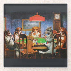 Coolidge Classic Vintage Hund Poker Spiel Kunst Glasuntersetzer