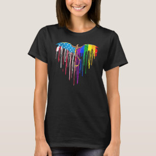 Cooll Heart Dragonns American and Lgbt Rainbow Fla T-Shirt