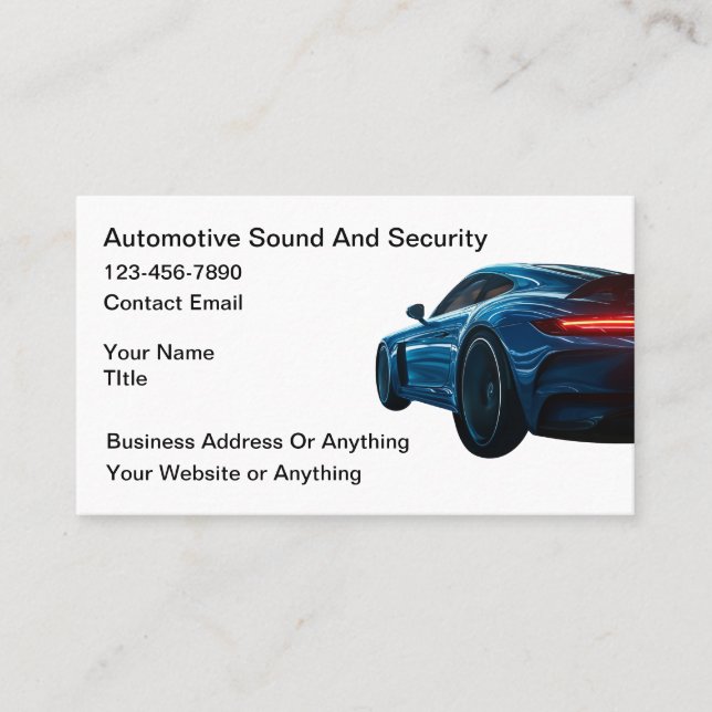 Coolste Auto-Audio-Sicherheitsdetailing Visitenkarte (Vorderseite)