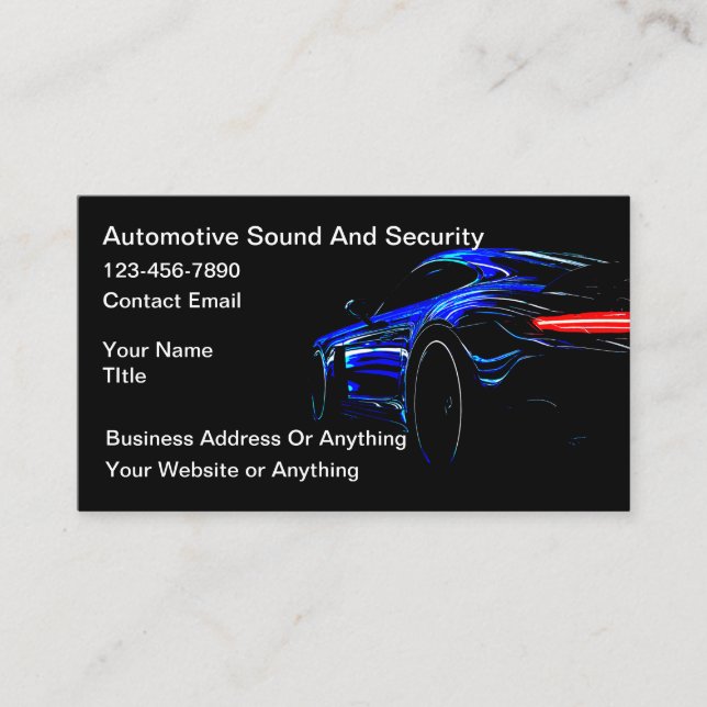 Coolste Automotive Audio und Sicherheit Visitenkarte (Vorderseite)