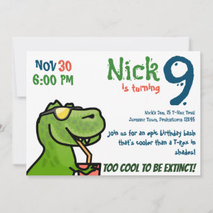 Coolste Dino Geburtstagsparty - Perfect T-Rex Einladung