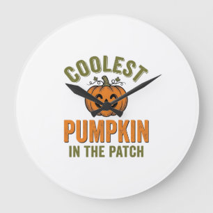Coolste Kürbis im Patch Vintage Halloween Des Große Wanduhr