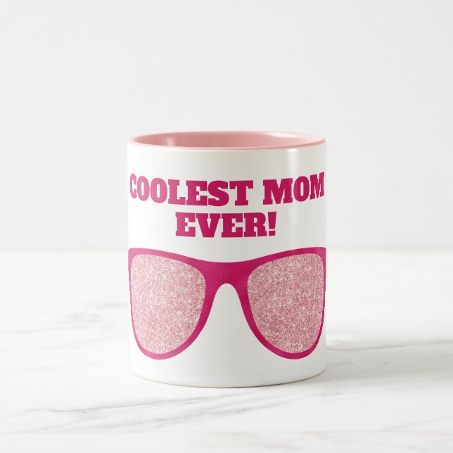 Coolste Mama je Rosa Glitzer Sonnenbrille Zweifarbige Tasse (Mittel)