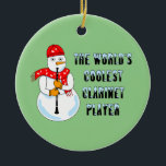 Coolster Klarinettenspieler Snowman Keramik Ornament<br><div class="desc">Ein humorvoller Holzblastee für Klarinettisten, Schulmusiklehrer und Holzblasstudenten in Konzerten und Marching-Band.</div>
