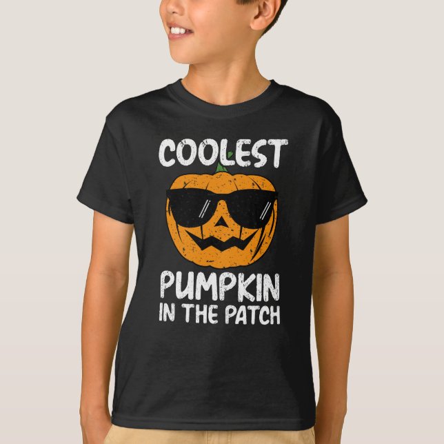 Coolster Kürbis im Patch, Halloween Boys' T-Shirt (Vorderseite)