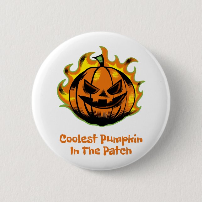 Coolster Kürbis im Patch Lustiger Halloween-Mann Button (Vorderseite)