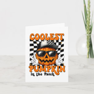 Coolster Kürbis im PatchHalloween-Shirt-Junge K Karte