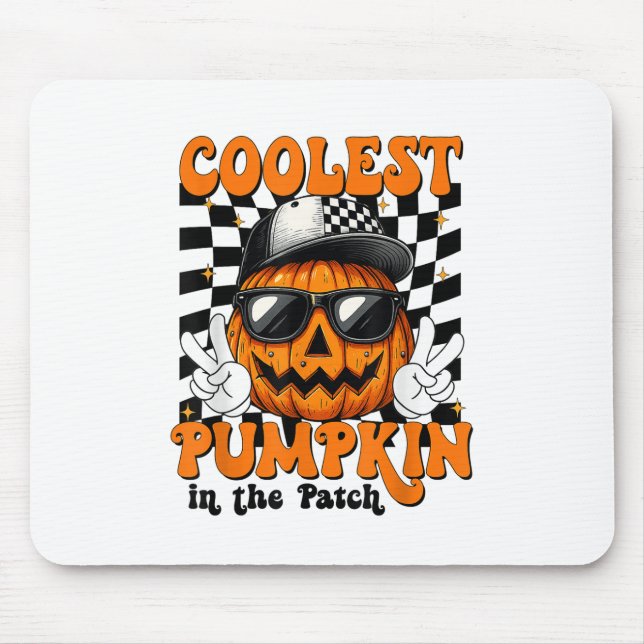 Coolster Kürbis im PatchHalloween-Shirt-Junge K Mousepad (Vorne)