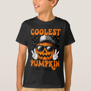 Coolster Kürbis im PatchHalloween-Shirt-Junge K T-Shirt