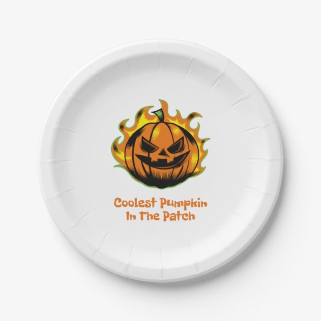 Coolster Kürbis in das PatchsonnenHalloween-Rennen Pappteller (Vorderseite)