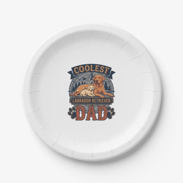 Coolster Labrador Retriever Dad Hund Berg Pfote Dr Pappteller (Vorderseite)