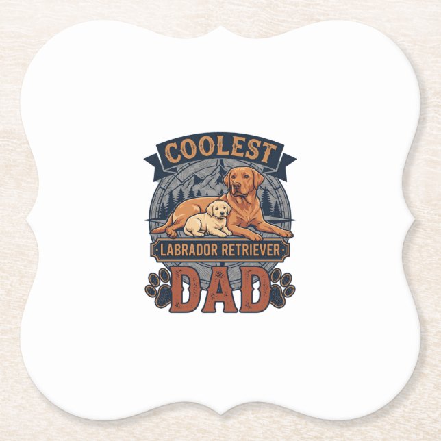 Coolster Labrador Retriever Dad Hund Berg Pfote Dr Untersetzer (Vorderseite)