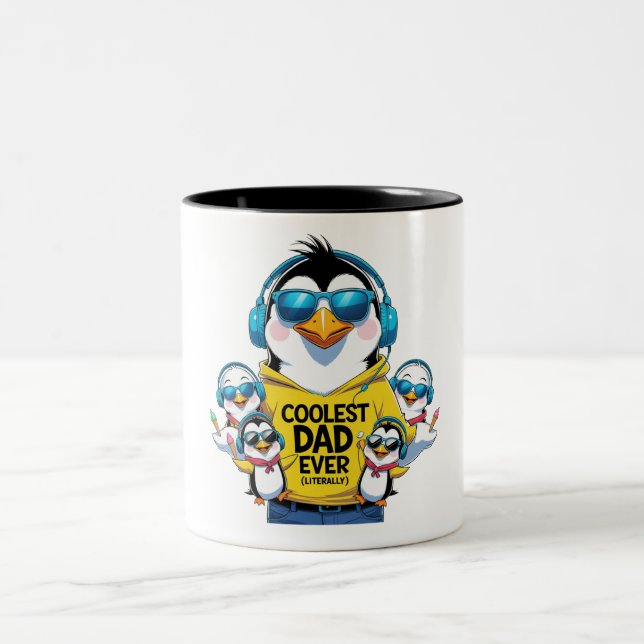 Coolster Vater je - Pinguin Zweifarbige Tasse (Mittel)