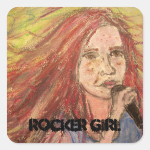 Coolstes Rocker-Mädchen Quadratischer Aufkleber