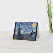 Coon Hound Hunde in Starry Night Parody