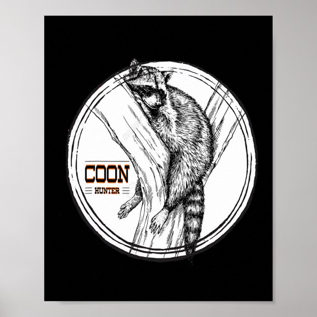 Coon Jagen Night Life Raccoon Jäger Poster (Vorne)