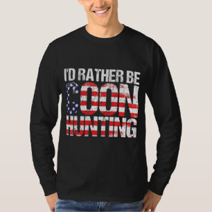 Coon Junting American Flag Funny Raccoon Jagen T-Shirt