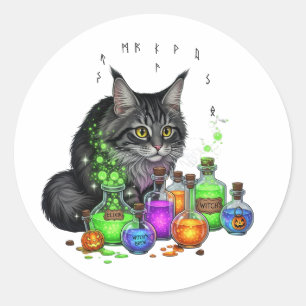 Coon & Potion Flaschen - Maine Coon Halloween Runder Aufkleber