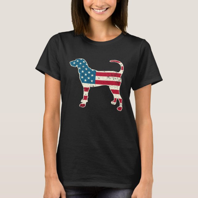 Coonhound 4th of July Men Women USA American Flag  T-Shirt (Vorderseite)