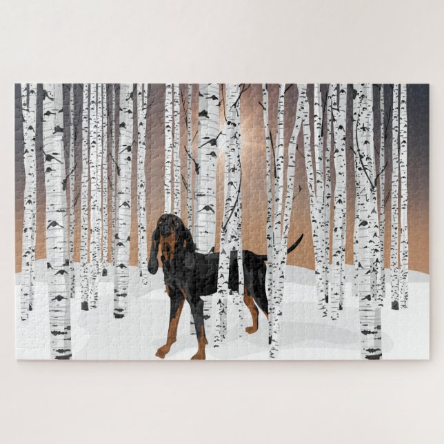 Coonhound Birch Forest Puzzle (Horizontal)