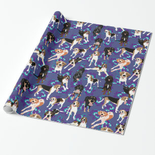 Coonhound-Blumen (Blau) Geschenkpapier