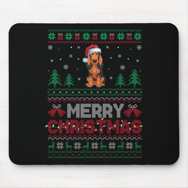 Coonhound Dog Lovers Weihnachtsmannmütze Weihnacht Mousepad (Vorne)