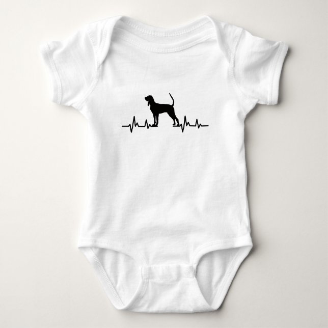 Coonhound Heartbeat Baby Strampler (Vorderseite)
