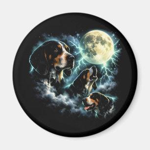 Coonhound Heulen unter dem Mond Rustikaler Hund Magnet