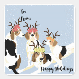 Coonhound Holiday-Geschenk-Tag Quadratischer Aufkleber