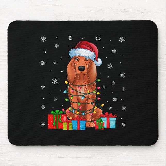 Coonhound Hund Ugly Xmas Lichter Santa Coonhound H Mousepad (Vorne)