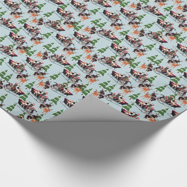 Coonhound-Schlitten-Packpapier Geschenkpapier (Ecke)