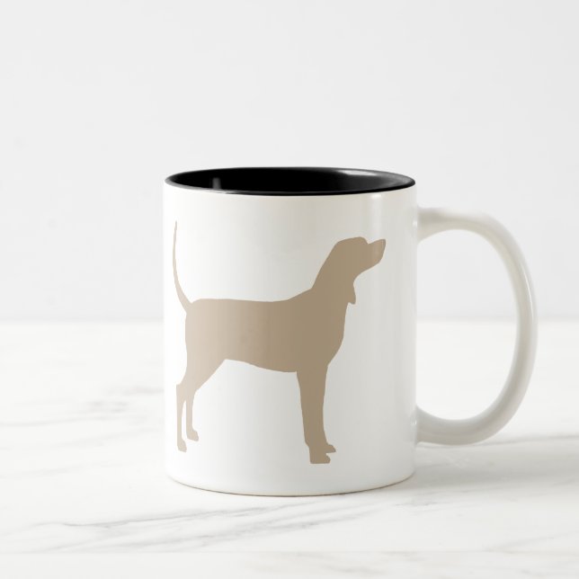 Coonhound-Silhouette (Tan) Zweifarbige Tasse (Rechts)