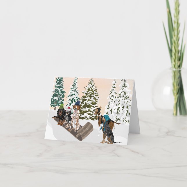 Coonhound Sledding Karte (Vorderseite)