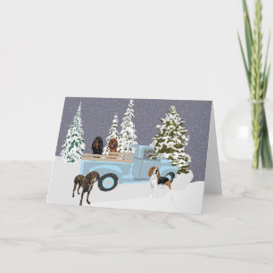 Coonhound Truck im Schnee Karte